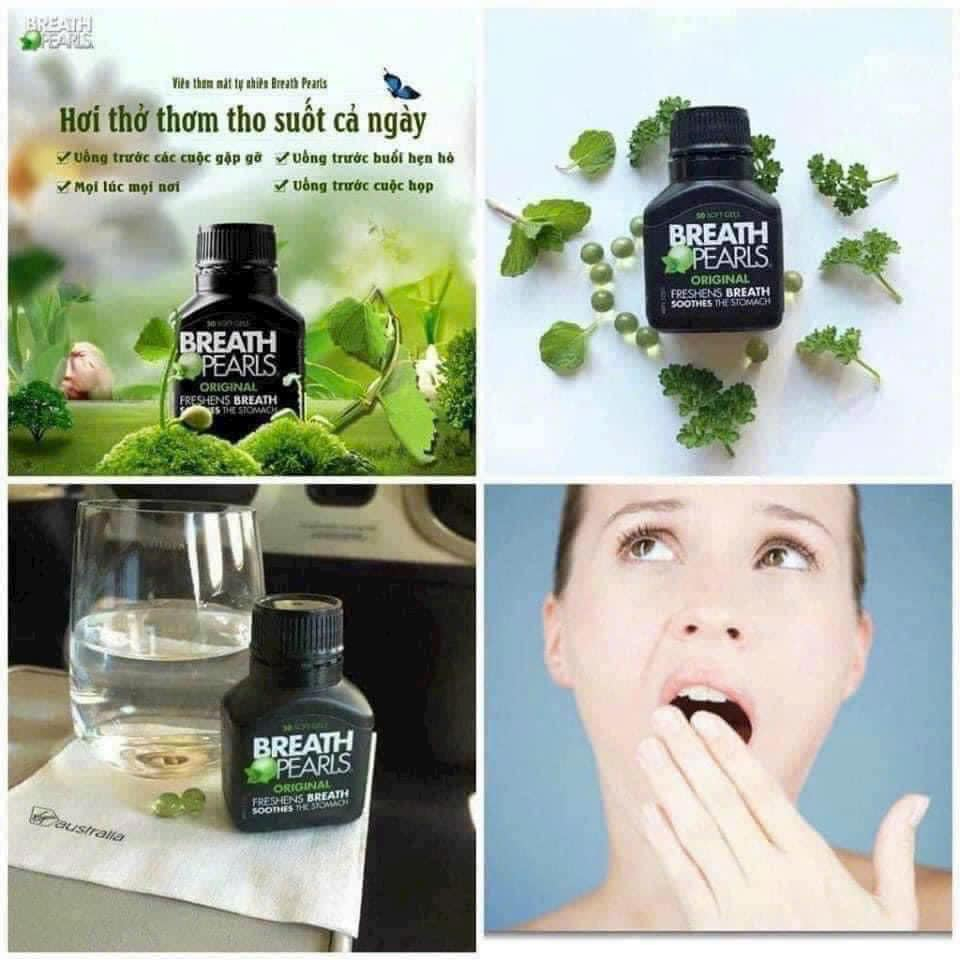 Viên uống thơm miệng Breath Pearls giảm mùi hôi miệng giúp răng miệng thơm tho