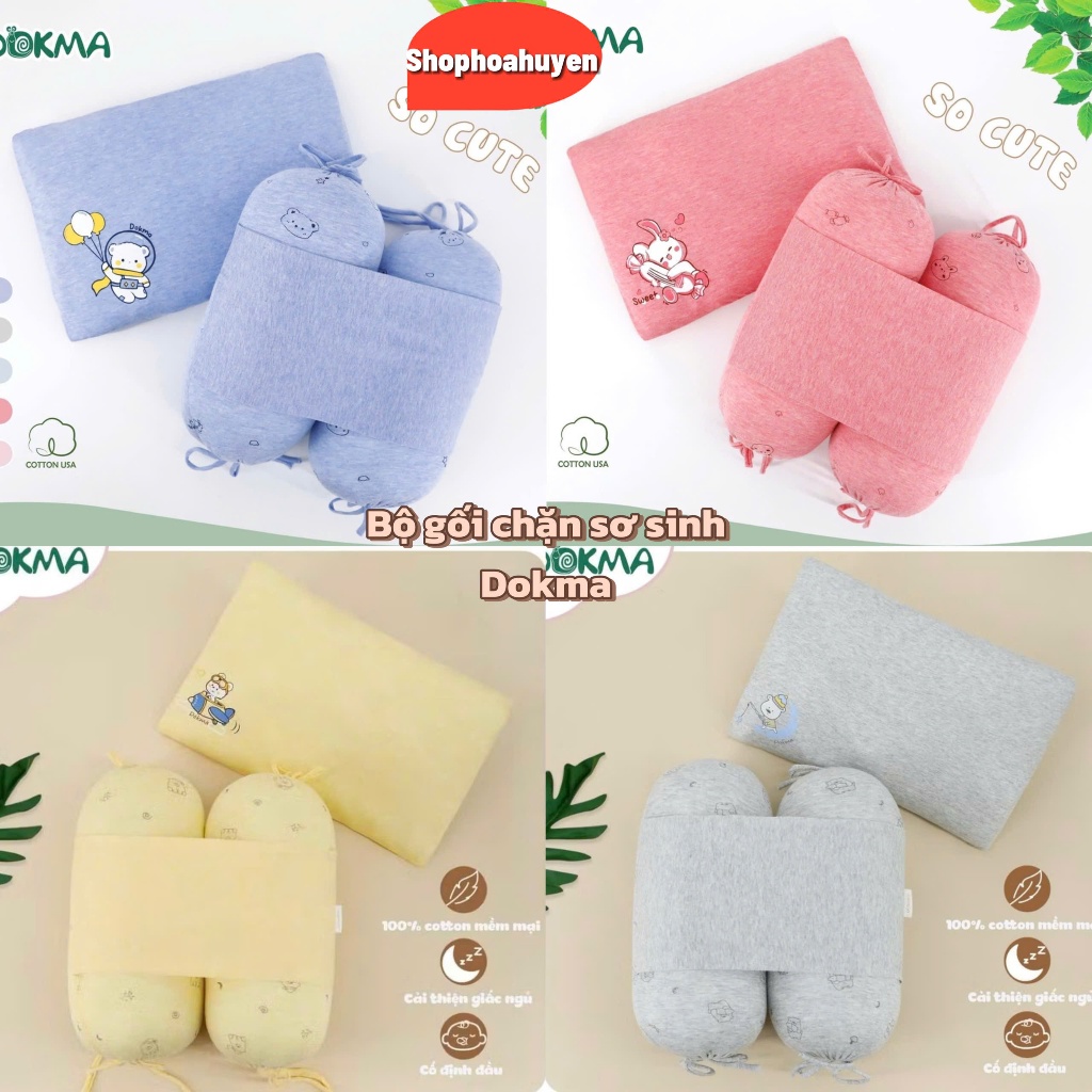 Bộ gối chặn bụng sơ sinh bé trai bé gái Chất vải cotton bông cao cấp an toàn cho bé Dokma Chính Hãng