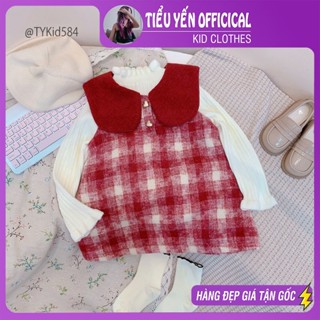  Quần áo trẻ em Váy dạ đỏ cao cấp mặc Noel - Tết kèm áo bên trong cho bé 9-22kg V584 | Tiểu Yến KID 