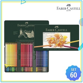 Bộ bút chì màu nhập khẩu cao cấp Faber - Castell Polychromos 60 màu - Hộp thiếc