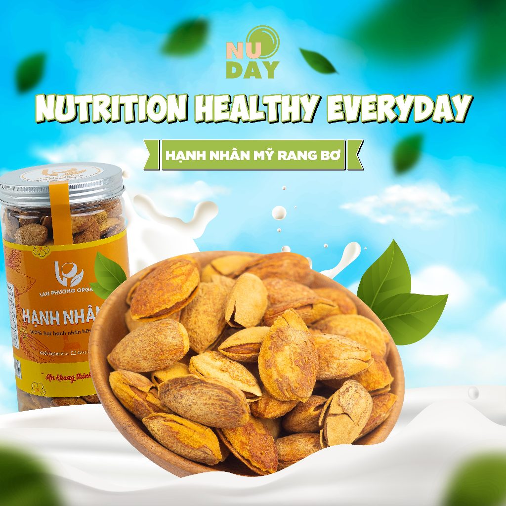 Hạt Hạnh Nhân Rang Bơ Ăn Vặt Healthy Ít Calo - Hạnh Nhân Mỹ Sấy Chín By NUDAY