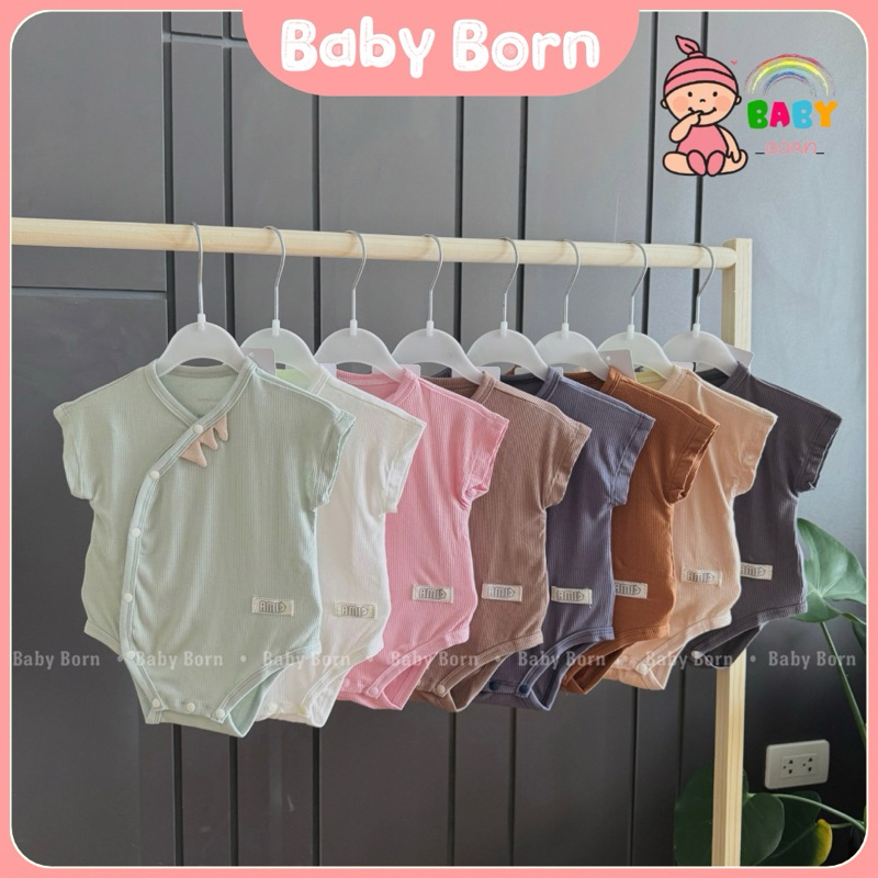 Bodysuit cộc tay Anminaza body chip sợi tăm tre cho bé sơ sinh đến 12 tháng mềm mát, thun giãn AMI0189 Baby Born shop