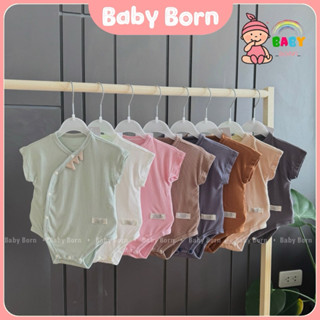 Bodysuit cộc tay Anminaza body chip sợi tăm tre cho bé sơ sinh đến 12 tháng mềm mát, thun giãn AMI0189 Baby Born shop