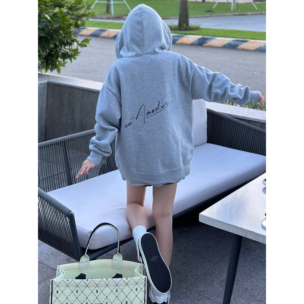 HOODIE ZIP in chữ kí AMADUS NỈ BÔNG & NỈ 2 DA Form Unisex Nam Nữ Kéo Khóa - AD11 | BigBuy360 - bigbuy360.vn