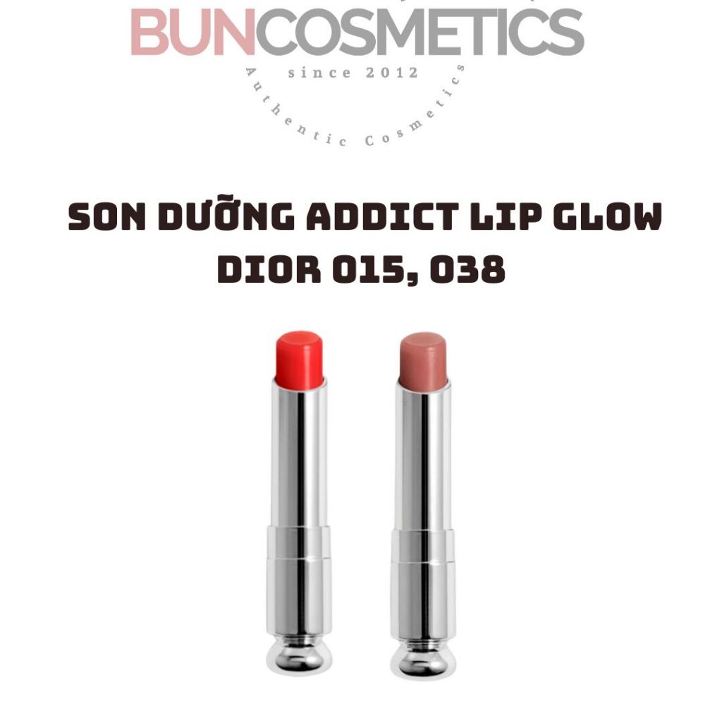 Son Dưỡng Dior Addict Lip Glow Màu 015 Cherry (Màu Đỏ Cherry) và 038 Rose (Màu Hồng Nude)