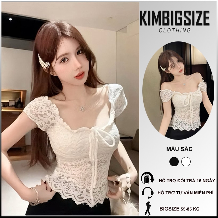 Áo kiểu nữ bigsize lưới thêu nhung (55-90kg)[KimBigsize]