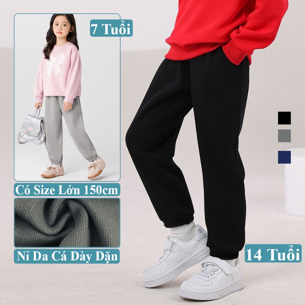 Quần Nỉ Da Cá Và Nỉ Bông Cho Bé Trai Bé Gái Kookoo. Quần Dài Jogger Nỉ Trẻ Em Cho Bé Gái Bé Trai
