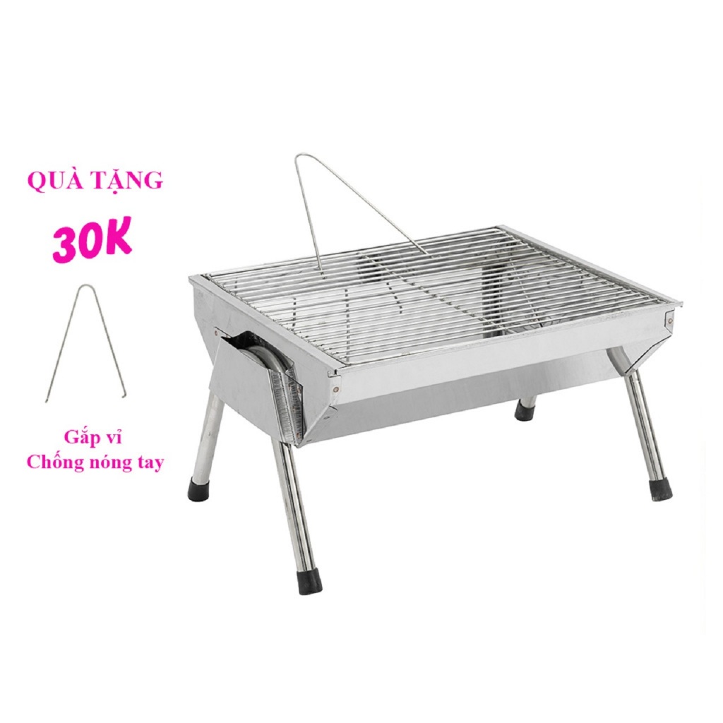 Bếp nướng than hoa  vis, lò nướng than inox ngoài trời, nướng thịt BBQ