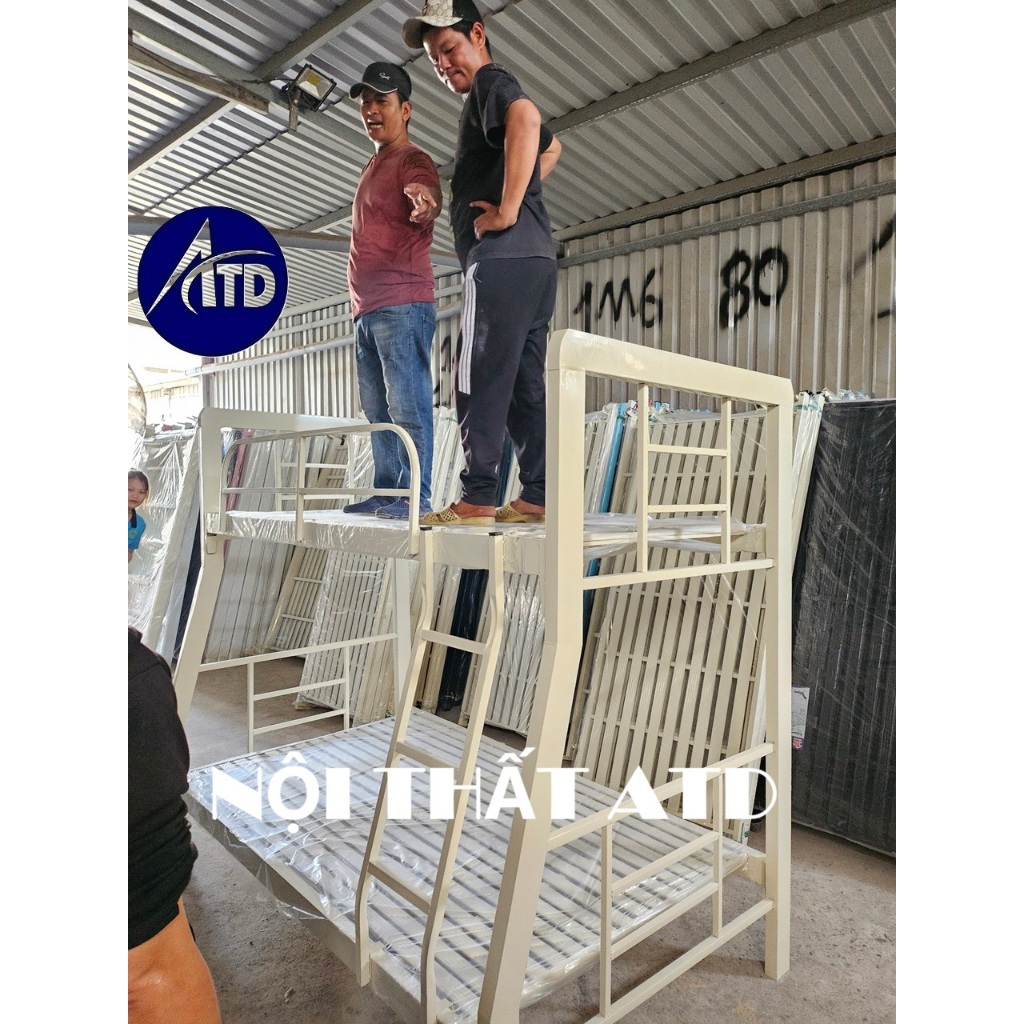 Giường 2 tầng bằng sắt hộp V48 cho người lớn cao cấp 80cmx2m,1mx2m,1m2x2m,1m4x2m,1m6x2m,1m8x2m  lắp 