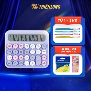  Máy tính văn phòng Thiên Long Flexio CAL-011|Màu sắc trẻ trung màn hình LCD hiển thị 12 số phím cơ 
