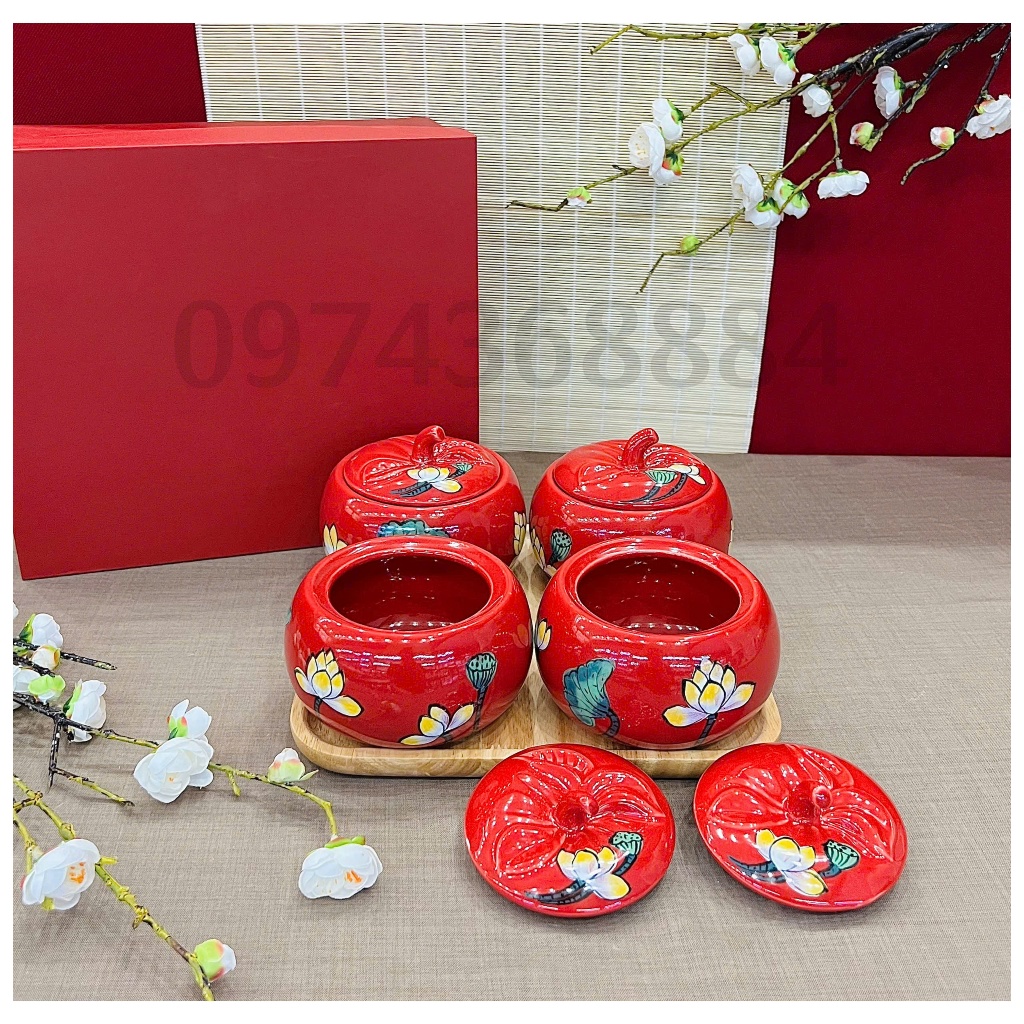 Hũ Quả Bí đựng hạt, mứt Tết, gia vị gốm sứ Bát Tràng lẻ 1 hũ