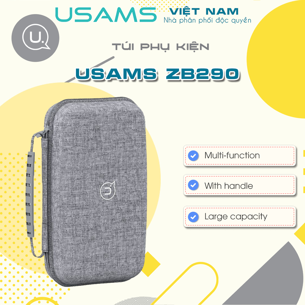 Túi Phụ Kiện Chống thấm nước USAMS ZB290/ZB263/ZB231 Jane05/Jane07/Jane08 Portable Storage Bag Vỏ cứng Chống sốc