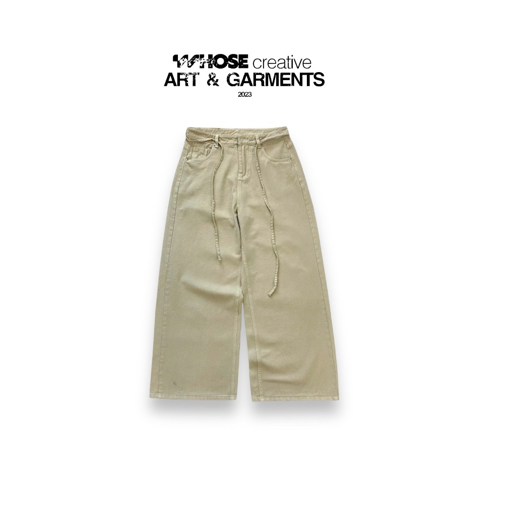 BEIGE LOOSE PLEAT WIDE JEANS - Quần jeans ống rộng form to Menswear Pants MS1759