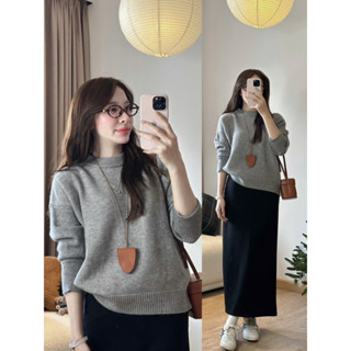 (OLDSCHOOL) Áo len trơn cổ tròn basic form rộng A6619