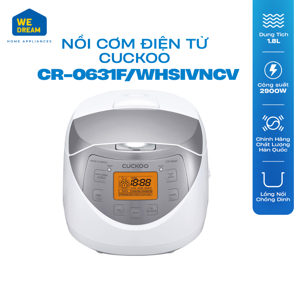Nồi Cơm Điện Tử Cuckoo CR-0631F/WHSIVNCV 1L | Xuất Xứ Hàn Quốc | Bảo Hành Chính Hãng 12 Tháng