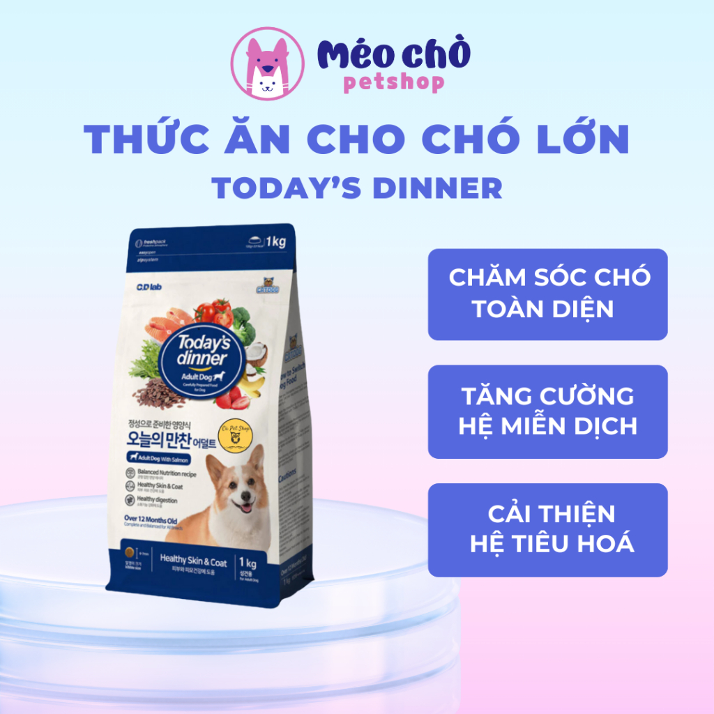 Thức ăn cho chó lớn hạt Today's Dinner túi 1kg