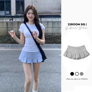 V72 [LOẠI 1] Chân Váy Xếp Ly Nữ Cạp Trễ Chất Nỉ Da Cá Đứng Form 21ROOM Phong Cách Hàn Quốc