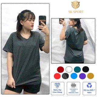 Áo Big Size Nữ Cổ Tim, Áo Tập Fom Rộng, Thun Lạnh Co Dãn Tốt Cho Chị Em Từ 55kg ~90kg - AG4500