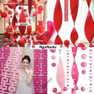 Dải giấy xếp dài gợn sóng - dây treo Song Hỷ dài - trang trí Lễ Tết,đám cưới,nạp tài,ăn hỏi,tân hôn,sudio concept