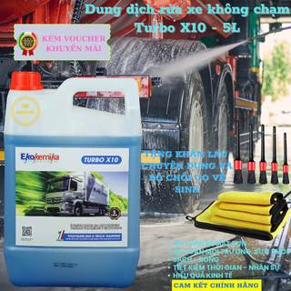  Dung dịch rửa xe không chạm Nước rửa xe bọt tuyết chính hãng Ekokemika Turbo X10 loại 5 lít 