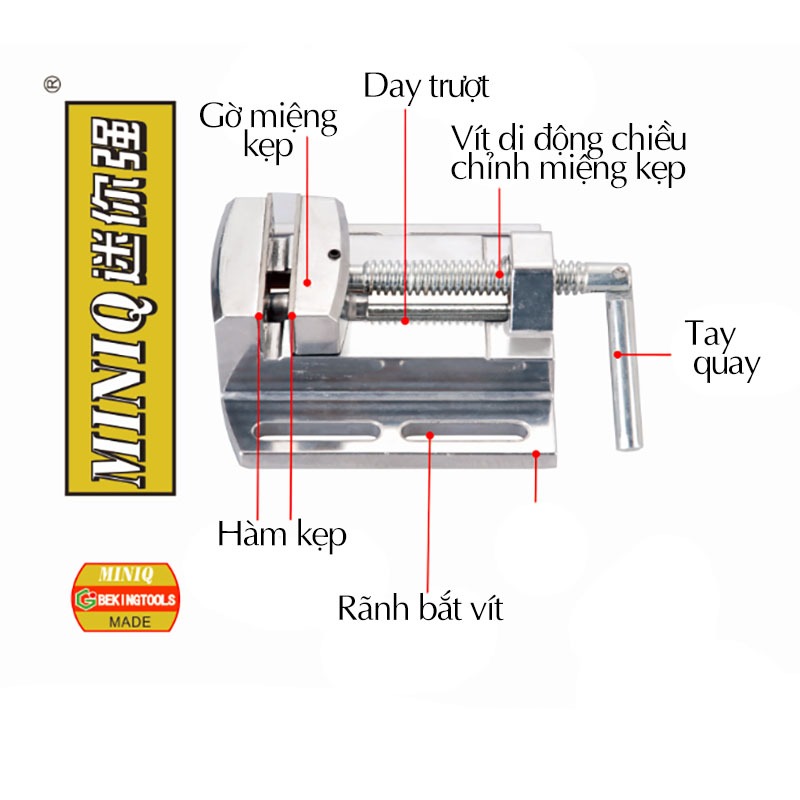 Ê tô để bàn MINIQ 2.5 inch, kẹp chắc chắn, hợp kim nhôm cao cấp, độ mở 68mm