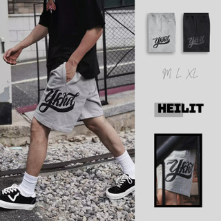  Quần Thun Ngố Nam Họa Tiết Chữ Bên Sườn HeiLit Short Nỉ Đùi Dày Dặn Có Túi Kết Hợp Dây Rút 