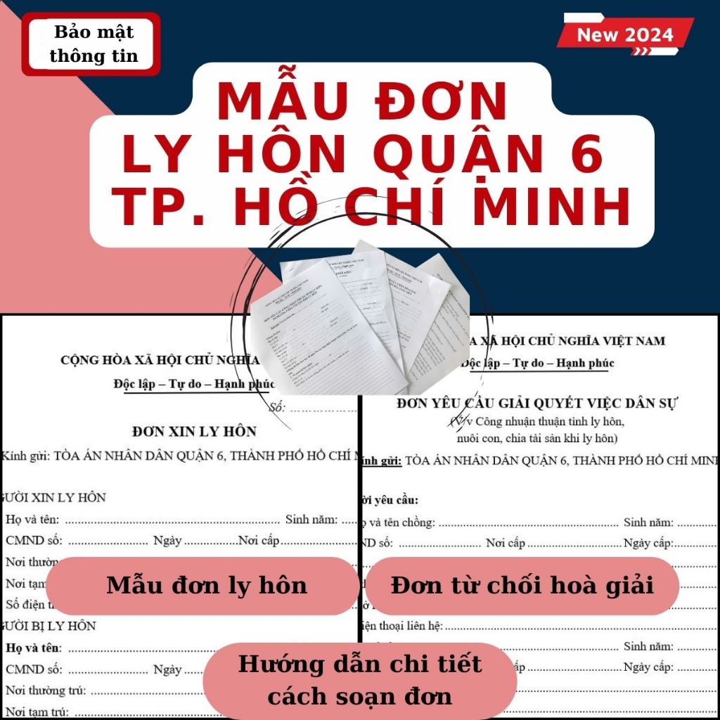Mẫu đơn ly hôn Quận 6 mới nhất