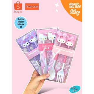 BíBoShop_Set muỗng nĩa nhựa cho bé Sanrio