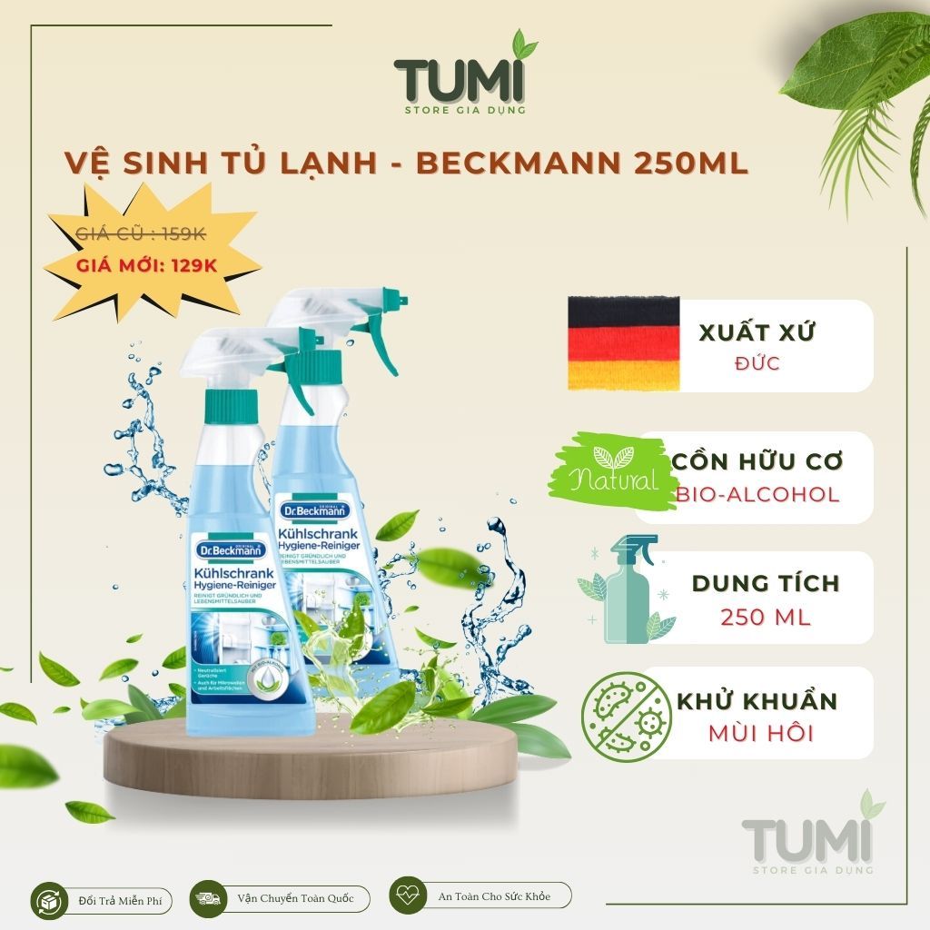 Dung dịch vệ sinh tủ lạnh - Dr.Beckmann Kuhlschrank Hygiene-Reiniger - 250ml - Nhập Khẩu Đức