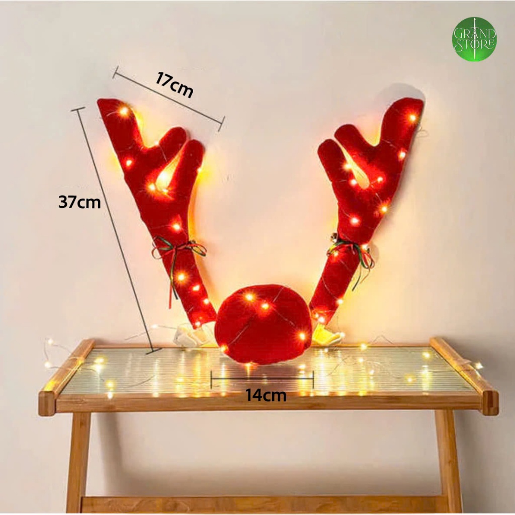 Cặp Sừng Tuần Lộc Và Mũi Đỏ Trang Trí Xe Hơi