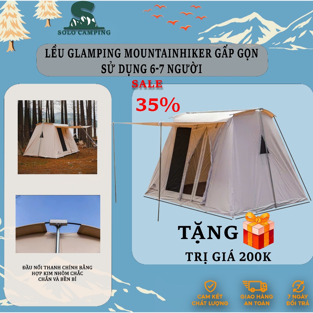 Lều Camping cắm trại 5-7 người Mountainhiker, Lều dã ngoại gấp gọn, Lều cắm trại cao cấp Glamping