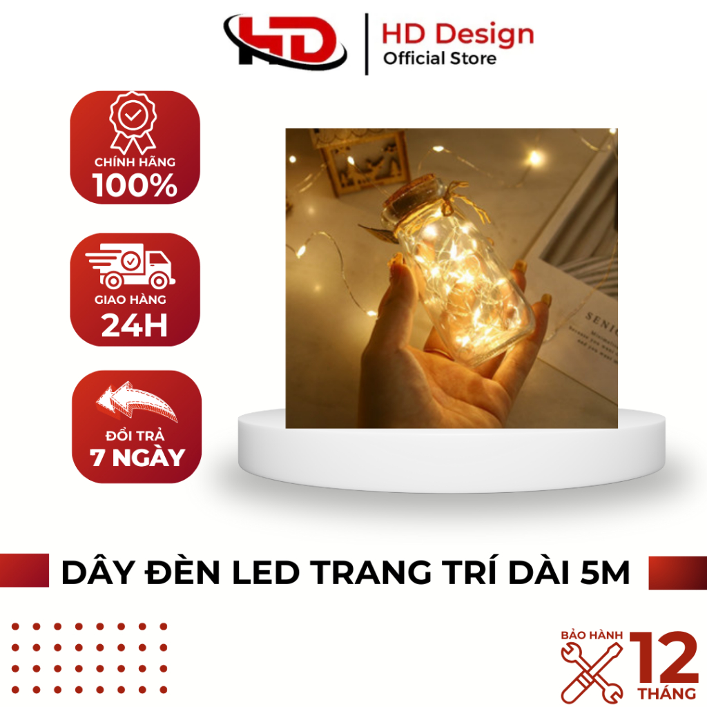 Dây Led 5m Trang Trí Cây Thông - Deco Phòng - Chính Hãng HD Design