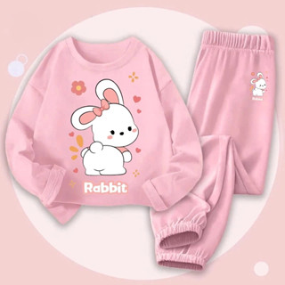  Set Bộ Dài Tay Dành Cho Bé Yêu Hình Thỏ Trắng Nơ Hồng Rabbit Đáng Yêu Vải Da Cá Vừa Phải  M 36  