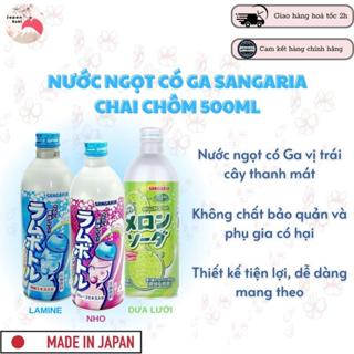 Nước soda có ga Sangaria chai nhôm 500g nhiều vị, hàng nội địa Nhật