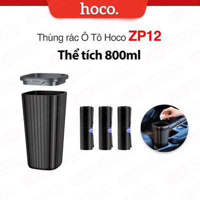 Thùng rác ô tô Hoco ZP12 thể tích 800ml kèm 3 cuộn túi đựng rác (90 chiếc) , thiết kế sang trọng hiện đại