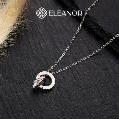 Dây chuyền nữ titan Eleanor Accessories vòng tròn đôi khắc số la mã phụ kiện trang sức vòng cổ 8713