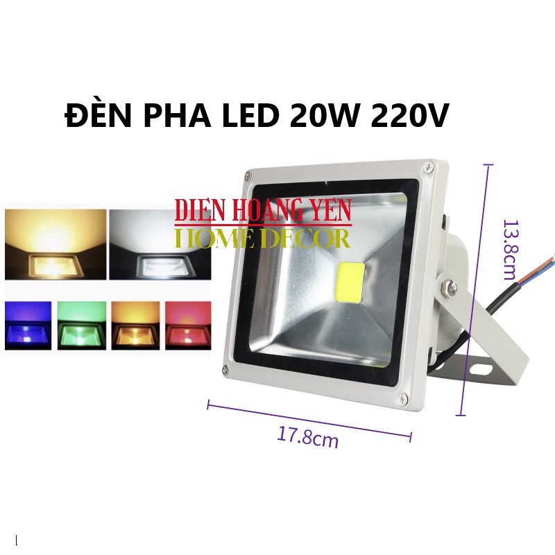 Đèn pha led RGB 20w đổi màu tự động