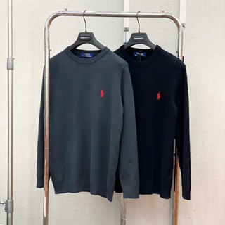 Áo sweater len nam nữ RLX vải len dệt thân trơn thêu logo ngựa chiến binh đỏ ngực basic boy phố AN84P