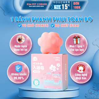 Xà bông tắm phòng ngừa ve rận bọ chét cho chó mèo, Kim Pet Corner nhập khẩu (Tặng túi lưới tạo bọt))