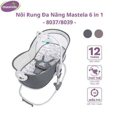 Nôi rung đa năng - bập bênh - nôi xách tay - giường ngủ chung - Mastela 6 trong 1 (từ sơ sinh đến 36 tháng)  8037 - 8039