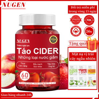 Kẹo Dẻo Giấm Táo NUGEN 100% Collagen Nguyên Chất Vitamin Giảm Cân - Làm Trắng Da Và Giải Độc Hộp 60 Viên