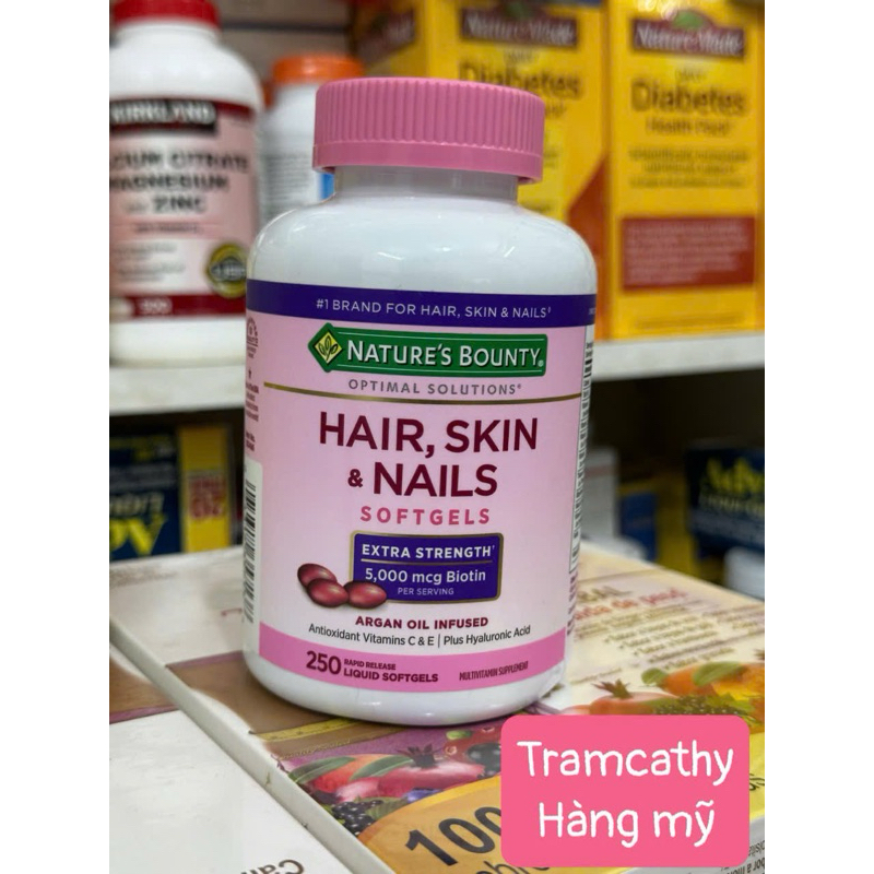 [ Bill mỹ] hair skin nails Viên Uống Đẹp Da, Tóc, Móng Hair Skin Nail Nature's Bounty 250 Viên