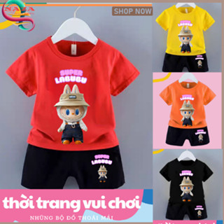 Bộ Đồ Cộc Tay Bé Trai Labubu Cho Bé Từ 8-45kg chất vải Cotton Dày Đẹp. Hoạ tiết labubu hot trend Cho Bé Trai Bé Gái