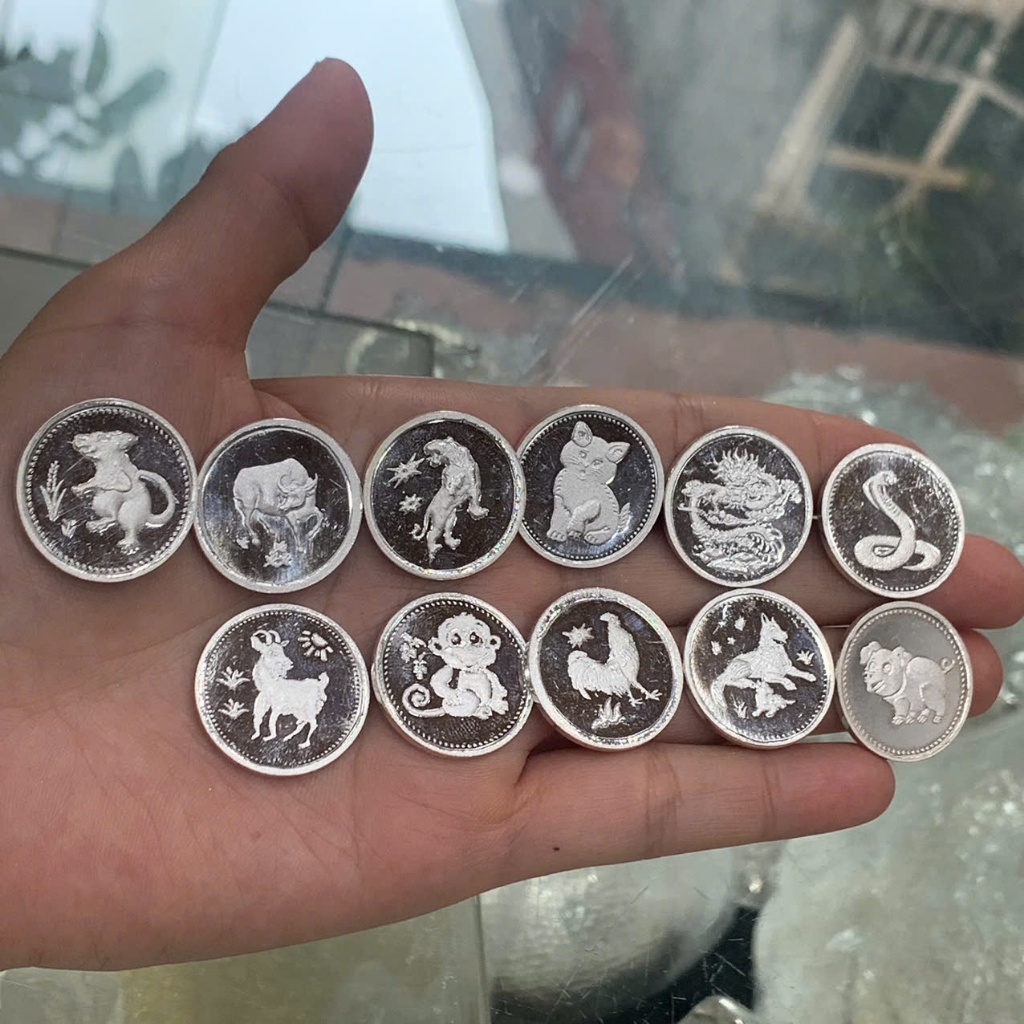Đồng Bạc Ta Nguyên Chất S99 Cạo Gió 12 Con Giáp Tý Sửu Dần Mão Thìn Tỵ Ngọ Mùi Thân Dậu Tuất Hợi BẠC HIỂU MINH XDG36