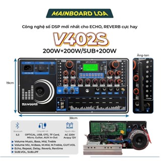 MẠCH LOA KÉO CÔNG SUẤT LỚN V402S 2 FULL 1 SUB  MẨU MỚI NHẤT 2025  ECHO – DELAY- REVERB CÓ CẮT SUB
