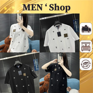 Áo Thun LV Chữ Thêu Kèm Tag Logo Da Chữ Kim Loại - Áo Thun Nam Nữ Cao Cấp Hot Trend