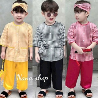 [ Kèm Khăn] Bộ bà ba bé trai bé gái chất vải mềm mát size 8ky - 45ky/ Bộ quần áo bà ba cho bé