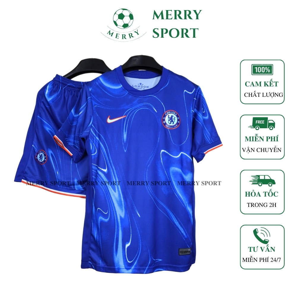 Bộ Quần Áo Bóng Đá Câu Lạc Bộ Chelsea Mùa giải 24/25 MERRY SPORT Vải Thái Cao Cấp Phom 50-90kg