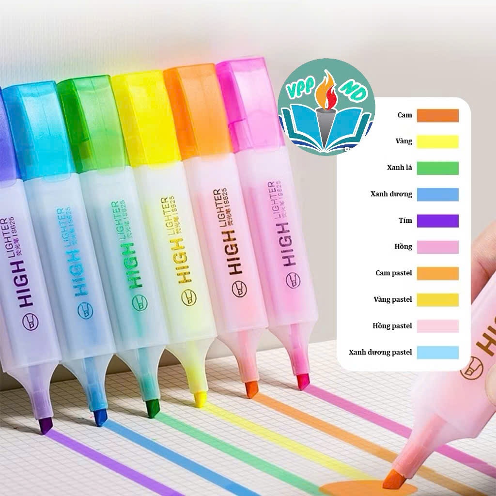 Bút shighlight 6 màu đánh dấu nhớ dòng dạ quang màu - phù hợp cho học sinh văn phòng tiện dụng