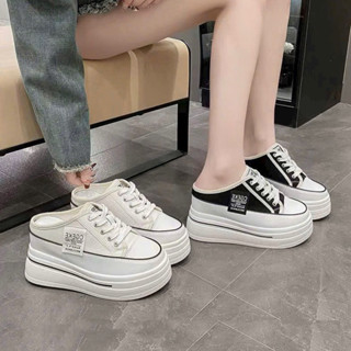 Giày nữ bít mũi hở gót đế dày tăng chiều cao 9 phân hàng cao cấp full box,sục nữ độn đế siêu nhẹ êm chân hàng có sẵn